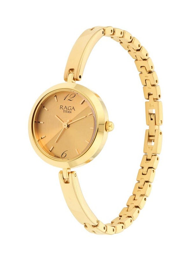 TITAN Raga Viva Golden Dial Metal Strap Watch 2606Ym06  - Image 3