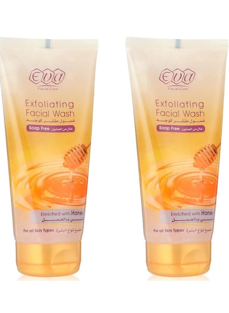 Eva 2 pieces of Eva Facial Care Exfoliating Facial Wash Enriched With Honey 2 x 150 ml  - Image 1