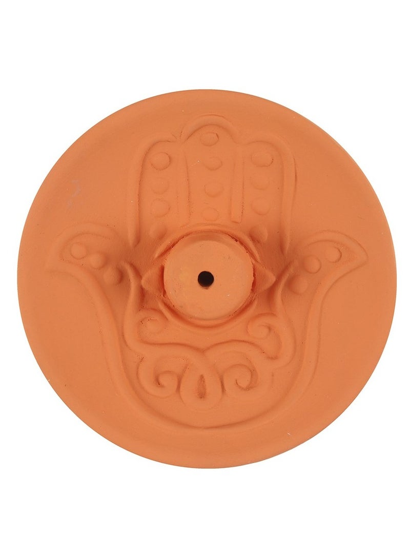 Hamsa Terracotta Incense Plate - Image 1