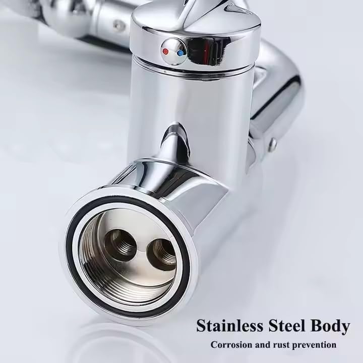 PIPULSE Hot Cold Mixer Tap 360 Rotatable PullOut Faucet with 4 Spray Modes Versatile Stainless Steel Bathroom Faucet Dual Flow with Universal Connector Water Drain Faucet - Image 5