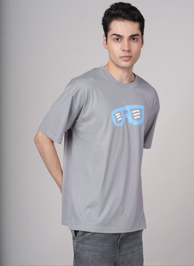OUTLAWS Men's Oversized Graphic Print T-shirt in Grey - Image 3