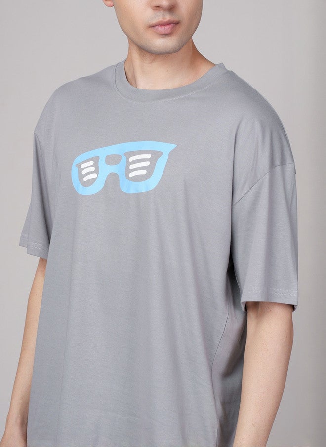 OUTLAWS Men's Oversized Graphic Print T-shirt in Grey - Image 2