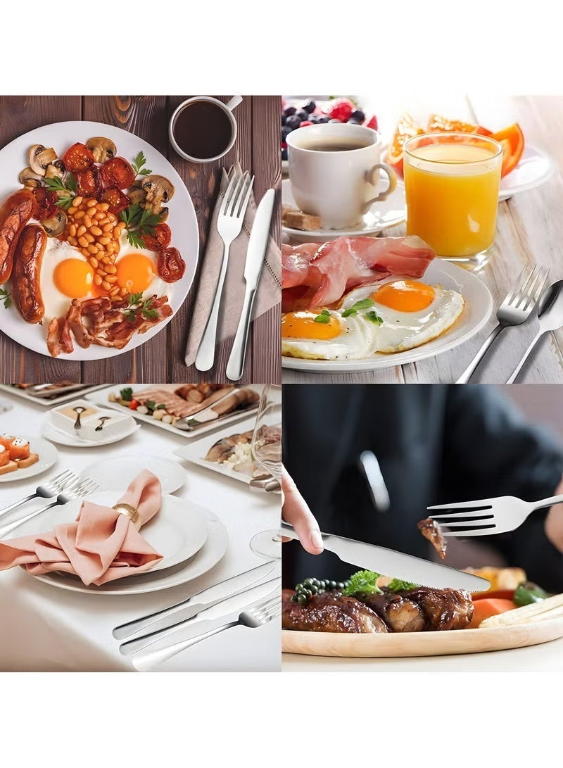 طقم أدوات مائدة مكون من 24 قطعة مع حامل أدوات مائدة مع سكين وشوكة وملعقة - مثالي للمنزل والفندق والمطعم والمزيد - Image 3