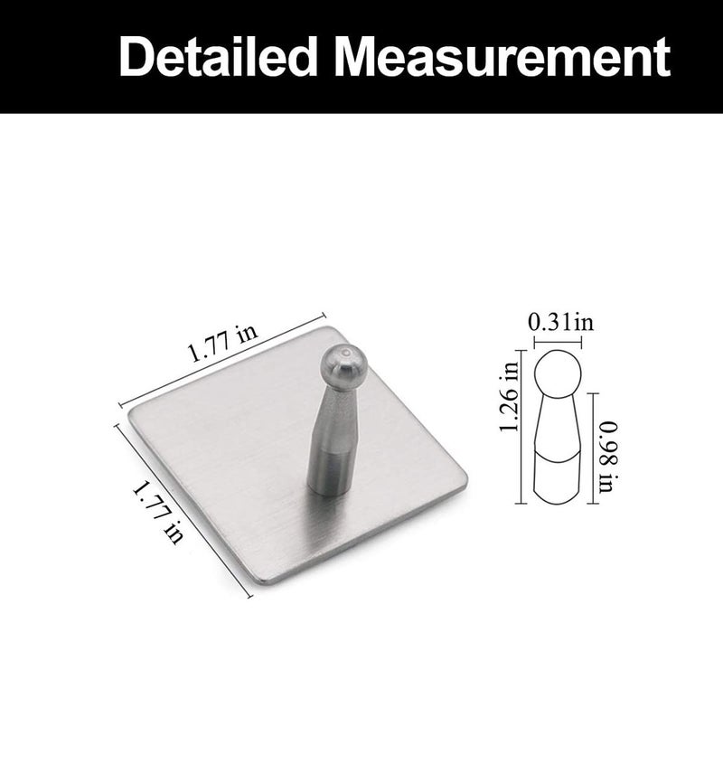 Leeonz Adhesive Hooks Heavy Duty Command Hooks Stainless Steel Hooks Towel Hooks for Hanging Coat Hat Towel Robe Clothes for Bathroom Bedroom Office KitchenSilver4PCS - Image 3