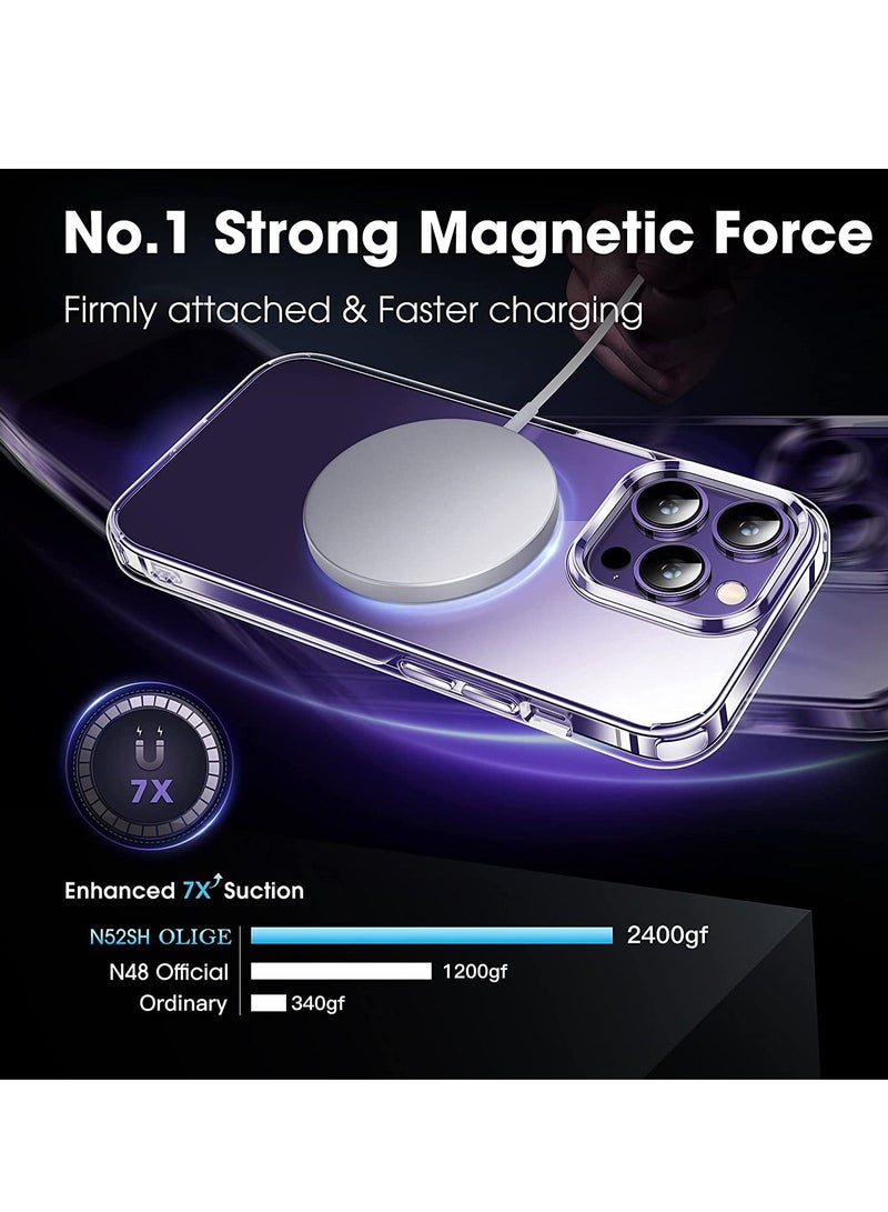 iPhone 14 Pro Case, [Compatible with MagSafe] [10FT Military Drop Protection] Strong Magnetic Shockproof Protective Slim Thin iPhone 14 Pro Cover 6.1 inch 2022-Crystal Clear - Image 2