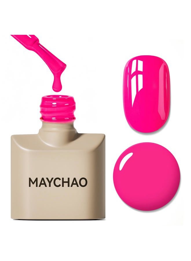 MAYCHAO 15ML Hot Pink Gel Nail Polish 1Pc Bright Pink Gel Polish Soak Off UV LED Nail Varnish Nail Art Starter Manicure Salon DIY at Home, 0.5 OZ - Image 1