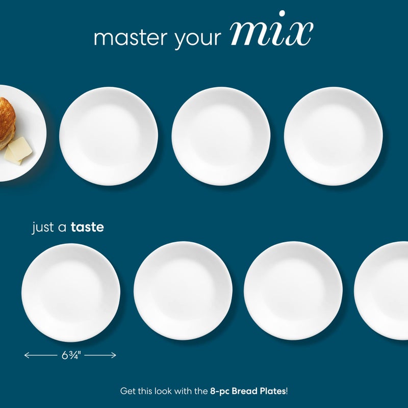 كوريل Corelle Vitrelle Lixpware Bread and Butter Plate Plate Triple Layer Class و Chip Resistant 6-3/4 Inch Round Plate White - Image 2