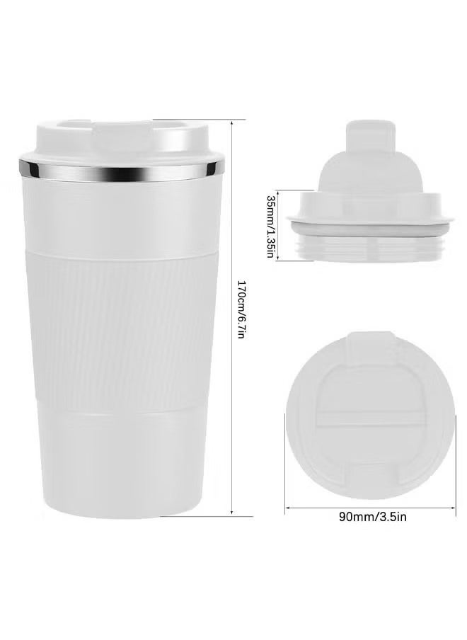 Arabest - Travel Coffee Mug, Spill Proof Leakproof 16 oz Insulated Coffee Mug with Screw Lid, Stainless Steel Vacuum Tumbler, Reusable Thermal Coffee Cup for Hot and Cold Drinks, 510ml, White - Image 1