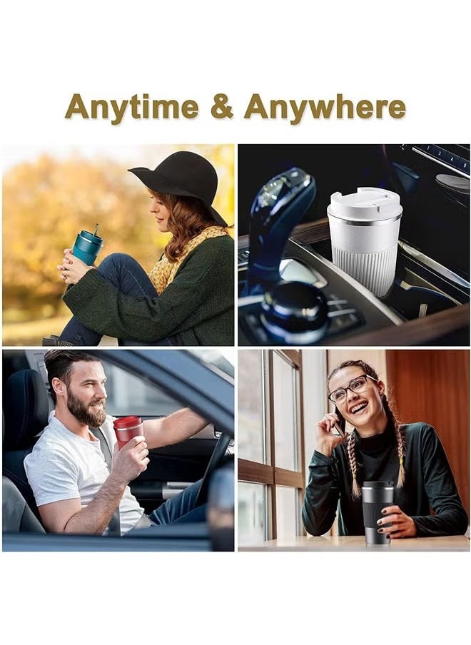 Arabest - Travel Coffee Mug, Spill Proof Leakproof 16 oz Insulated Coffee Mug with Screw Lid, Stainless Steel Vacuum Tumbler, Reusable Thermal Coffee Cup for Hot and Cold Drinks, 510ml, White - Image 1
