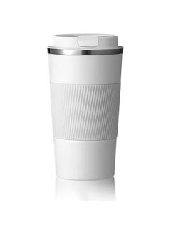 Travel Coffee Mug, Spill Proof Leakproof 16 oz Insulated Coffee Mug with Screw Lid, Stainless Steel Vacuum Tumbler, Reusable Thermal Coffee Cup for Hot and Cold Drinks, 510ml, White