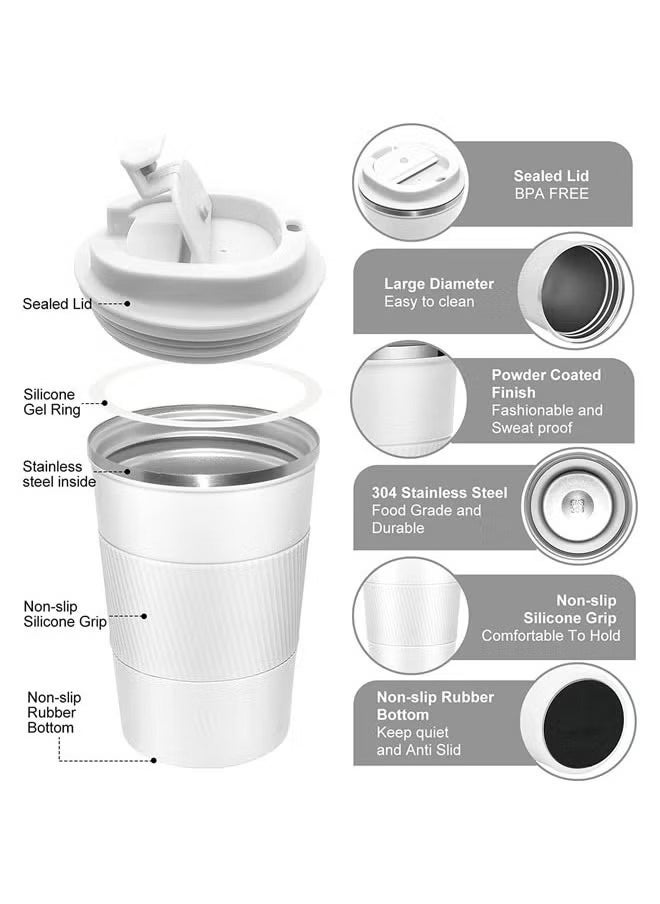 Arabest - Travel Coffee Mug, Spill Proof Leakproof 16 oz Insulated Coffee Mug with Screw Lid, Stainless Steel Vacuum Tumbler, Reusable Thermal Coffee Cup for Hot and Cold Drinks, 510ml, White - Image 1