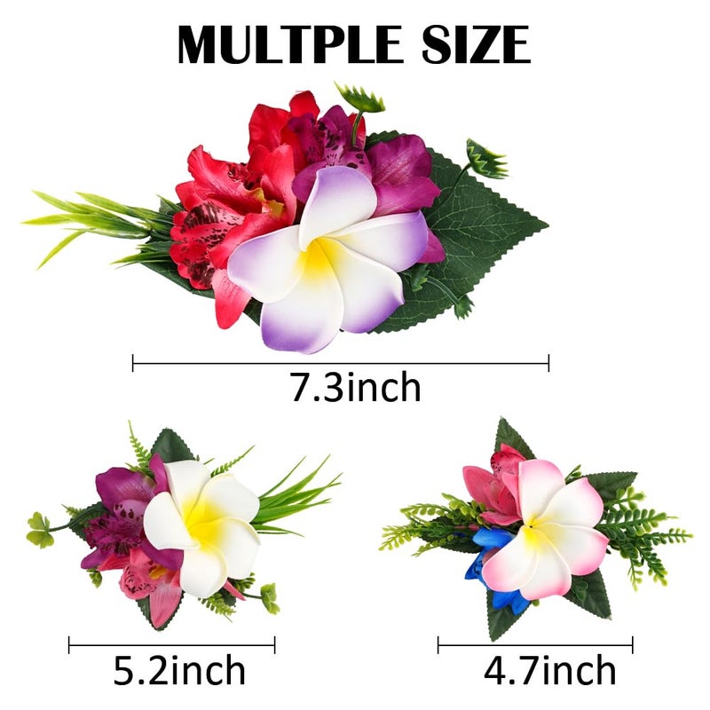 Ahoney Hawaiian Plumeria Flower Hair Accessories for Women and Girls - 4 Pieces Artificial Flower Barrettes and Pins for Beach, Luau Outfits, Party Hairstyles, and Decor - Image 3