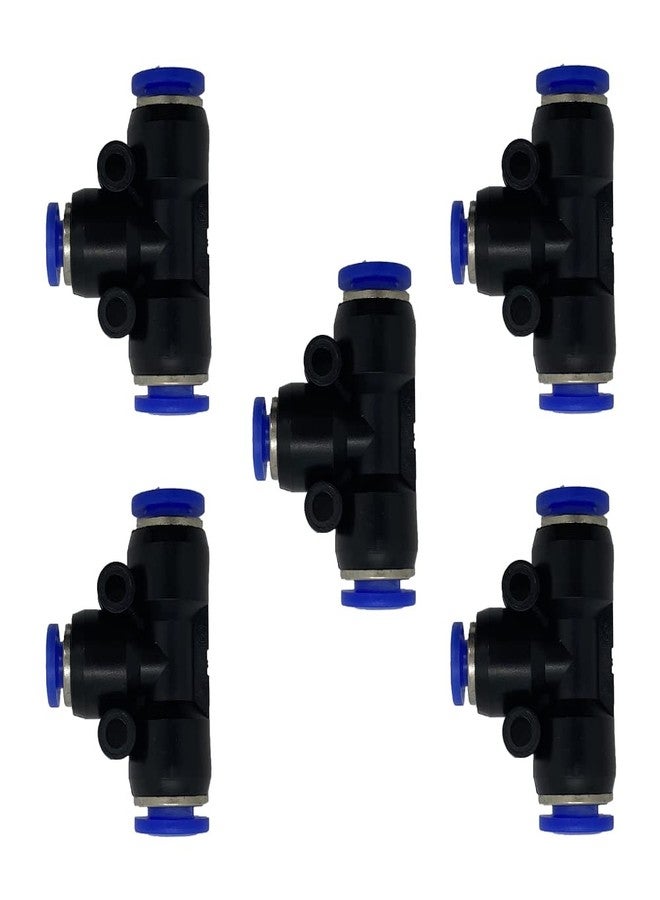 ROZESAZZ 5 Pcs 1/4" x 5/32"x 1/4" Pneumatic T Shaped 3 Way Tube Reducer Connector,Quick Push to Connect Tee Fitting - Image 1