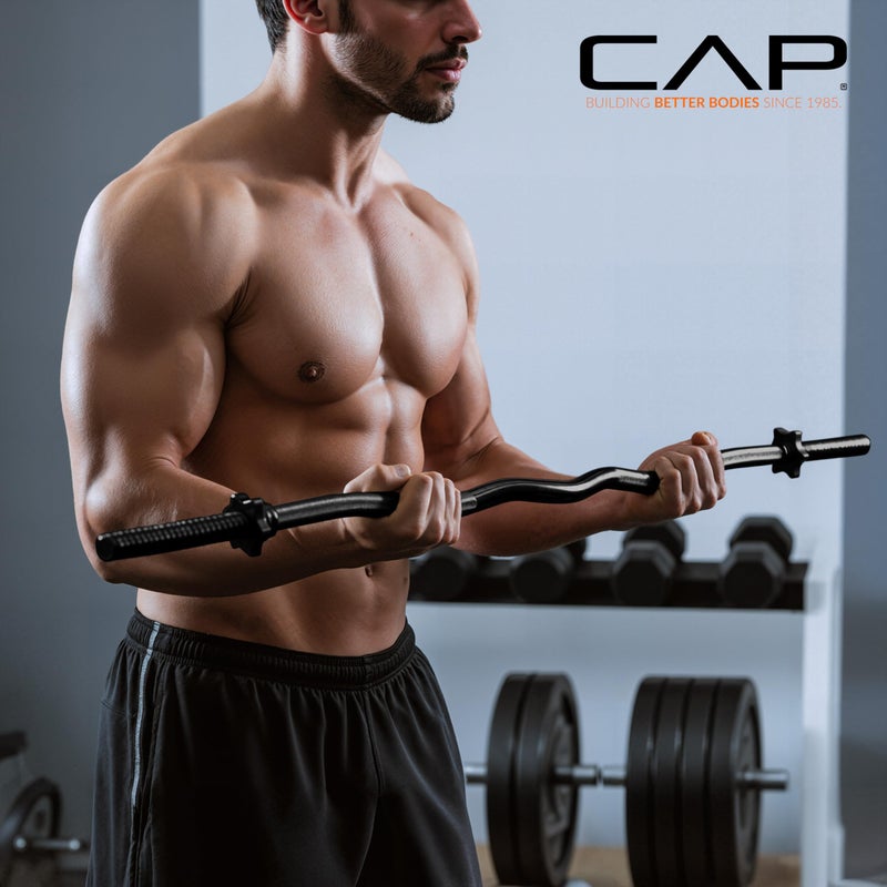 CAP Barbell 47-Inch Standard Threaded Solid Easy Curl Bar, Black - Image 5