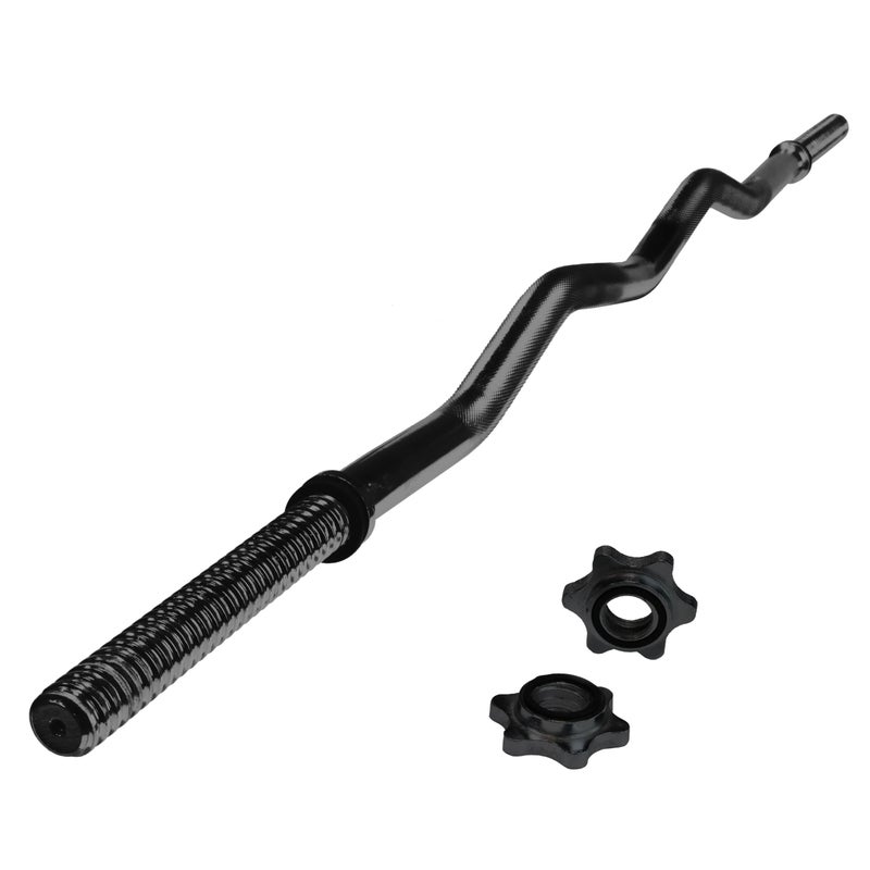 CAP Barbell 47-Inch Standard Threaded Solid Easy Curl Bar, Black - Image 1