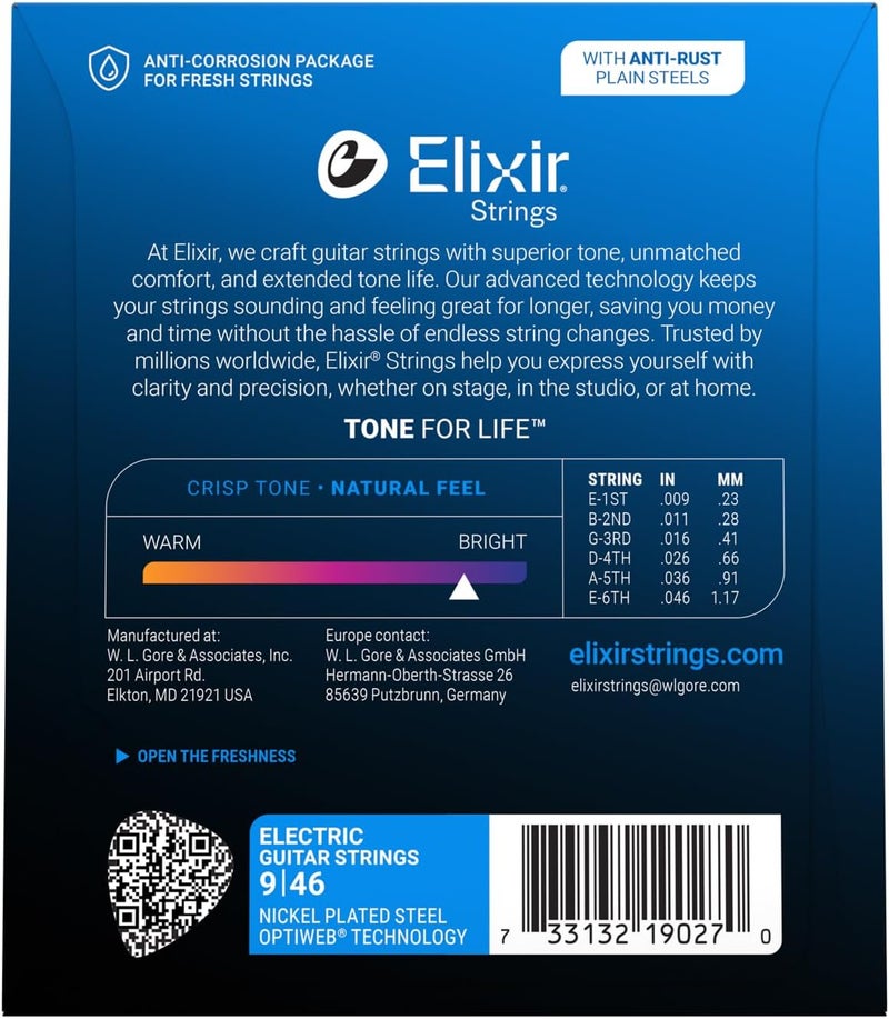 ELIXIR أوتار جيتار كهربائي مطلية بالنيكل من إليكسير - خفيف مخصص (.009-.046) - Image 2