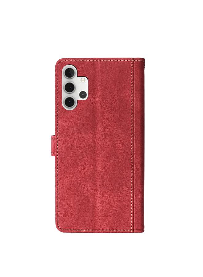 S-TOP Case For Samsung Galaxy A32 5G Stitching Skin Feel Magnetic Buckle Horizontal Flip PU Leather Case with Holder & Card Slots & Wallet - Image 3