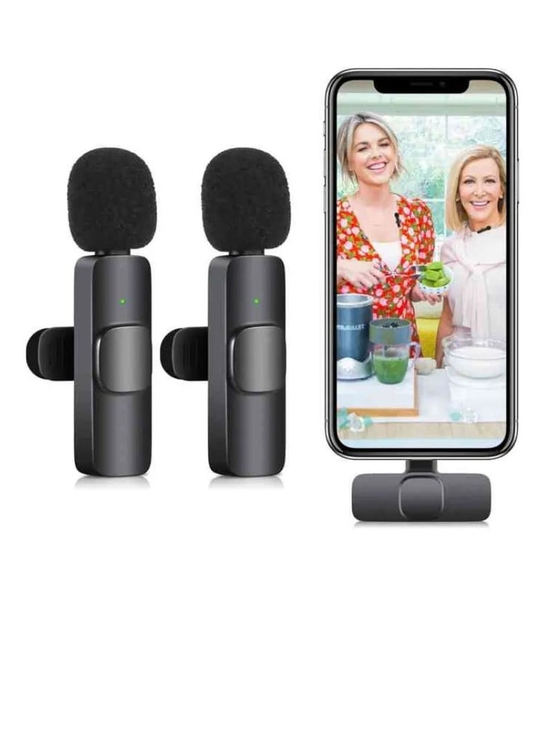 أعجوبة ميكروفون لاسلكي مزدوج لأجهزة الأيفون ميكروفون احترافي للهاتف المحمول والبث المباشر - Image 2