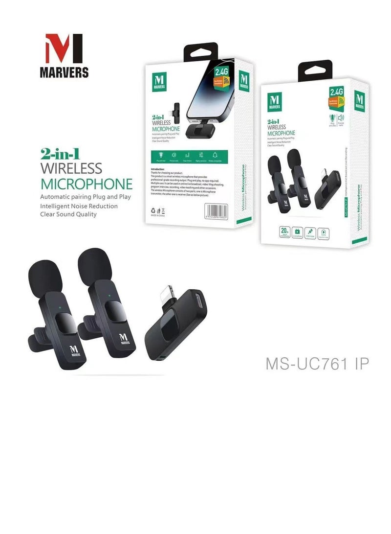 أعجوبة ميكروفون لاسلكي مزدوج لأجهزة الأيفون ميكروفون احترافي للهاتف المحمول والبث المباشر - Image 1