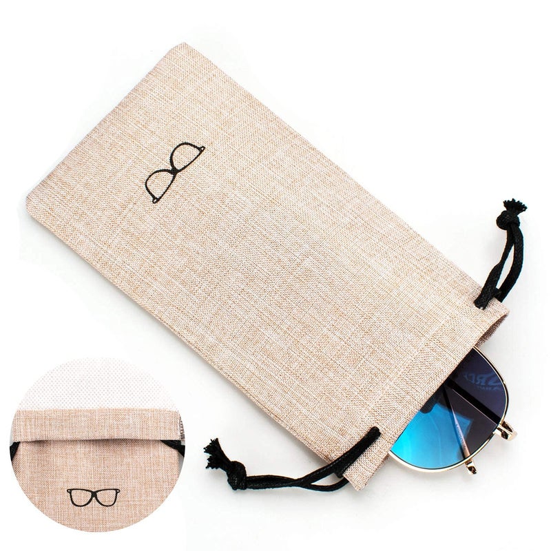 Vemiss Vemiss Hard Shell Eyeglasses Cases, Linen Fabrics Protector Sunglasses Case, Large Glasses Case (Large Khaki)  - Image 4