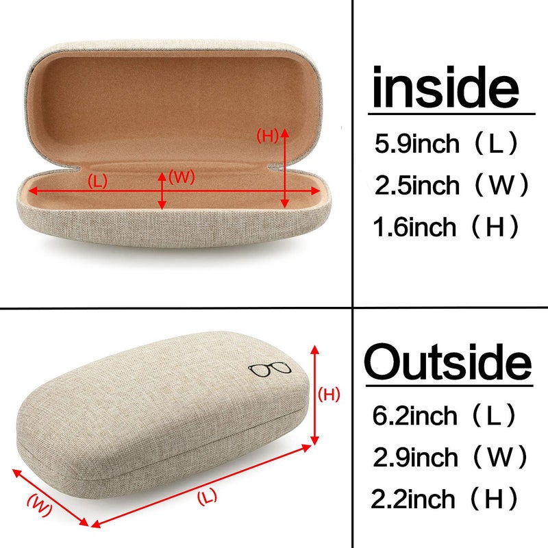 Vemiss Vemiss Hard Shell Eyeglasses Cases, Linen Fabrics Protector Sunglasses Case, Large Glasses Case (Large Khaki)  - Image 3