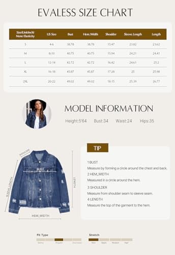 EVALESS Womens Trendy Ripped Distressed Jean Denim Jacket 2025 Fall Spring Pockets Front Slouchy Fray Hem Long Sleeve Coats,Iceland Blue Medium - Image 5