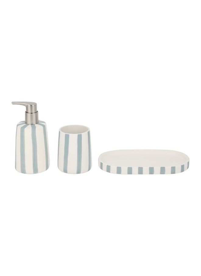 DANUBE HOME Danube Home Adelyn Set Of 3 Ceramic Bath Accessories Beige Finish Elegant Soap Dispenser, Tumbler & Soap Dish Bathroom Counter Organizer - Easy To Clean Decorative Home Accessories  - Image 3