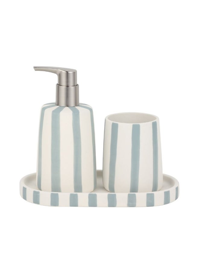 DANUBE HOME Danube Home Adelyn Set Of 3 Ceramic Bath Accessories Beige Finish Elegant Soap Dispenser, Tumbler & Soap Dish Bathroom Counter Organizer - Easy To Clean Decorative Home Accessories  - Image 2