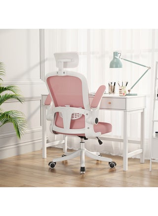 MOZOGOT Ergonomic Office Chair with Lumbar Support & Headrest & Flip-up Arms Height Adjustable Rocking Home Office Desk Chairs for Teens and Adults (Pink Mesh) - pzsku/ZB43C8ACBB40A9B0B591AZ/45/_/1732540423/e6188868-8df6-4ae7-9621-89a30a2b3089