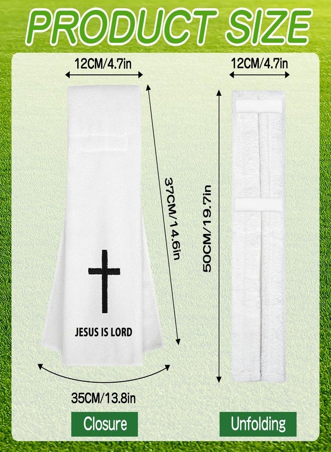 STSTECH 1 Pcs Christian Cross Football Towel,Cotton Quarterback QB Sports Towel with Hook and Loop Closure,Bible Cross Design for Football,Gym, Field Training (White) - Image 2