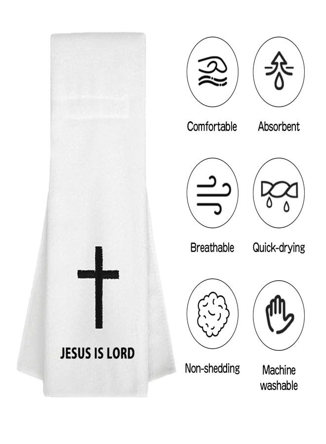 STSTECH 1 Pcs Christian Cross Football Towel,Cotton Quarterback QB Sports Towel with Hook and Loop Closure,Bible Cross Design for Football,Gym, Field Training (White) - Image 4