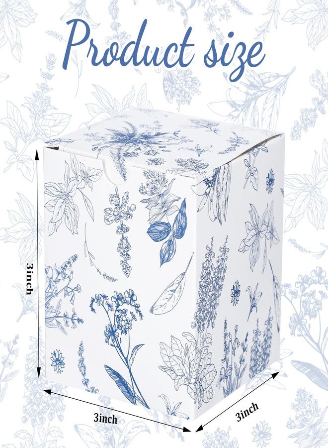 تيكيونايت علب هدايا ورقية زرقاء مزخرفة بالزهور من TecUnite، 50 قطعة، مقاس 3×3×3 بوصة، بنمط زهور صيني، أكياس هدايا ورقية زرقاء وبيضاء للحفلات، أكياس تغليف بأغصان الكوبية لحفلات الزفاف وأعياد الميلاد وحفلات استقبال المولود. - Image 2