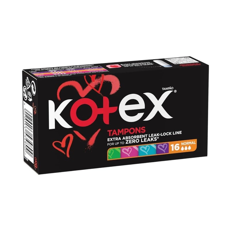 Kotex Normal Tampons Extra Absorbent Leak Lock Line For Up to Zero Leaks- 16 Tampons