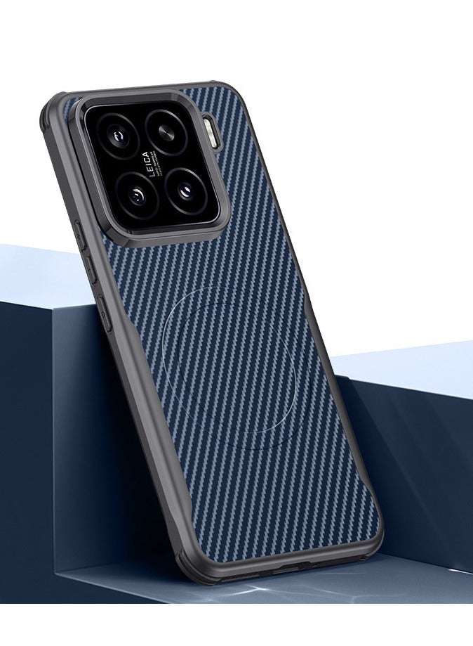 general Ultra Thin Case Compatible with Xiaomi 15 Pro, 【Compatible with Mag-Safe】 Carbon Fiber Texture Camera Case Anti-Fingerprint Shock Protection