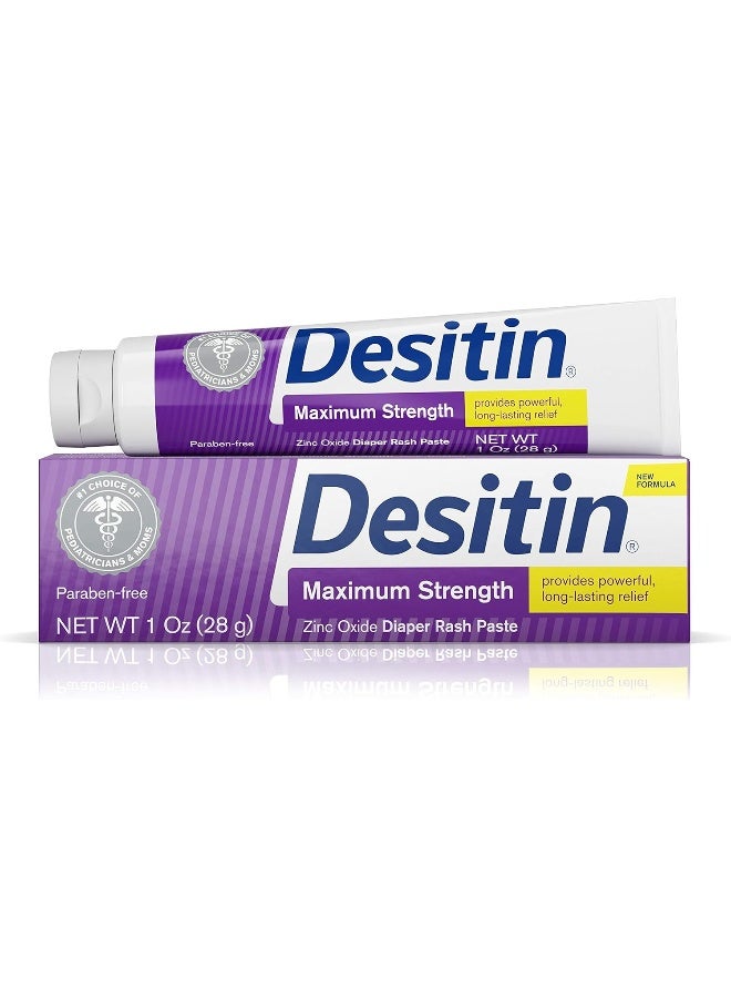 Desitin كريم ديسيتين لعلاج طفح الحفاضات للأطفال بقوة قصوى مع 40% أكسيد الزنك، حجم السفر، 1 أونصة (عبوة من 6) - Image 1