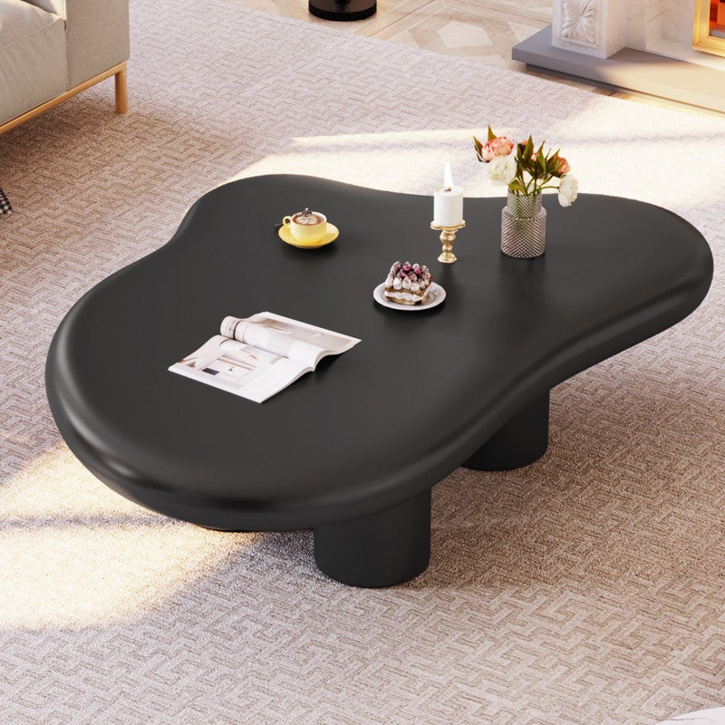 طاولة قهوة غرفة المعيشة غير المنتظمة ، طاولة قهوة صغيرة حديثة لطيفة ، طاولة basse de salon ، couchtisch wohnzimmer ، طاولة قهوة داخلية ، شكل حر رباعي القدم ، مناسبة للمنزل وغرفة النوم وأثاث غرفة المعيشة ، أسود ، 91 * 63 * 38.8 سم - Image 1