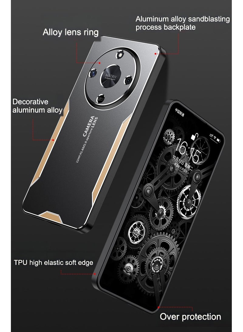 For Honor X9B 5G Cell Phone Case Matte Aluminium Alloy+TPU+PC Anti-fingerprint Back Shell - Gold