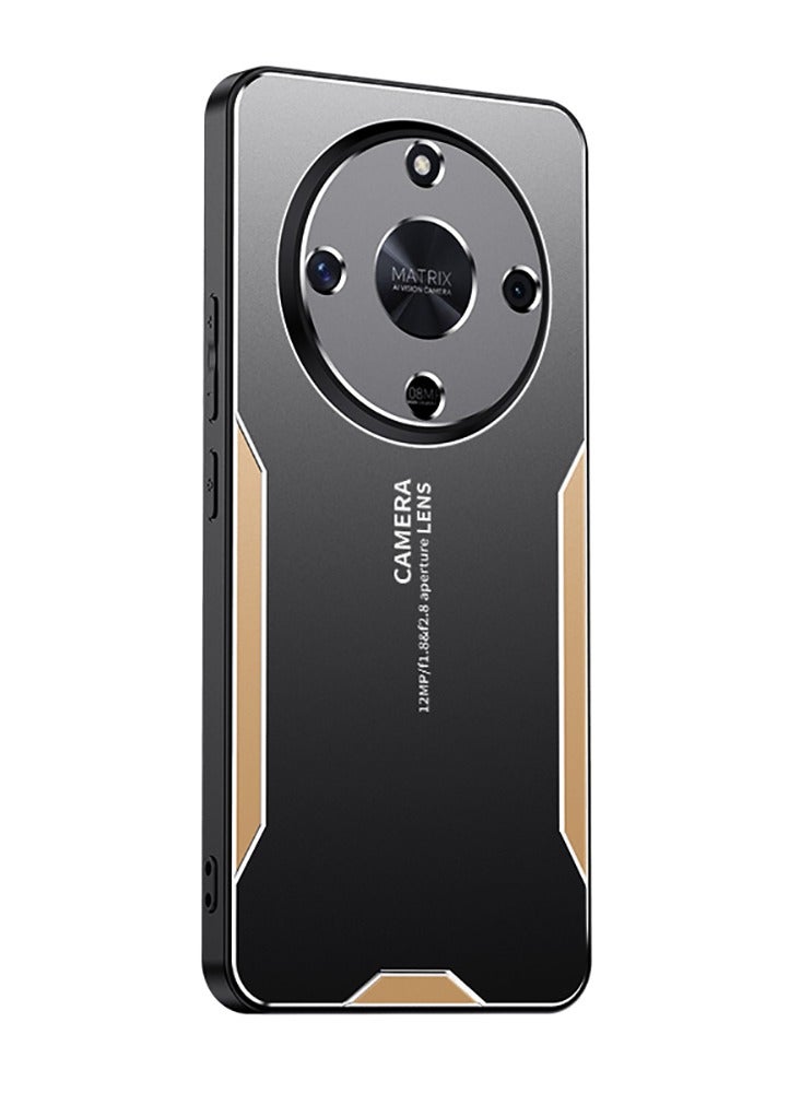 For Honor X9B 5G Cell Phone Case Matte Aluminium Alloy+TPU+PC Anti-fingerprint Back Shell - Gold