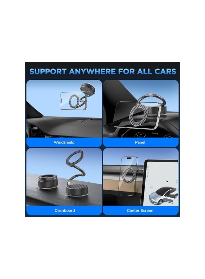 S-TOP Car Phone Holder Compatible with MagSafe, Vacuum Magnetic Phone Mount with Suction Cup - Extra-Long Metal Arm and 360° Adjustable Car Phone Mount, Suitable for All Smartphones and All Vehicle Models - Image 3