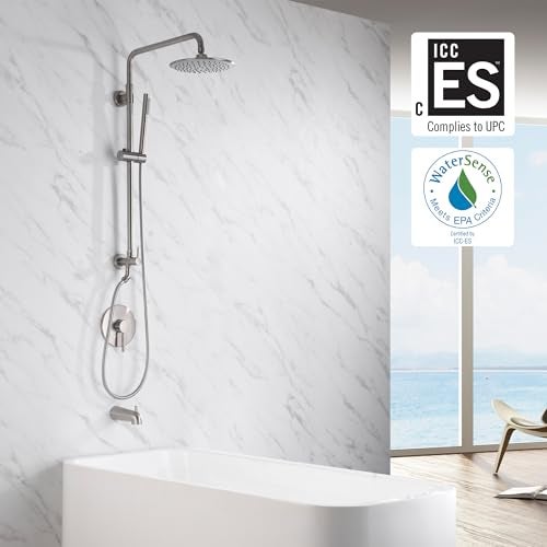 sumerain Brushed Nickel Retrofit Shower Systems with 9 Inch Rain Shower Head - Image 2