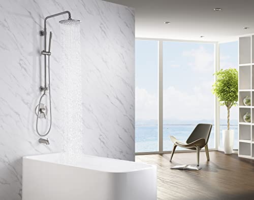 sumerain Brushed Nickel Retrofit Shower Systems with 9 Inch Rain Shower Head - Image 3