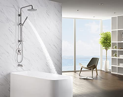 sumerain Brushed Nickel Retrofit Shower Systems with 9 Inch Rain Shower Head - Image 4