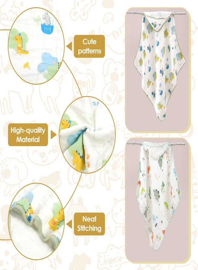 decalsweet Baby Bath Towels 100% Muslin Cotton Hooded Baby Towels 2 Pack Shower Gifts for Newborn, Infant, Toddler, Kids,Super Soft and Absorbent, Large 35x35Inches - Image 4