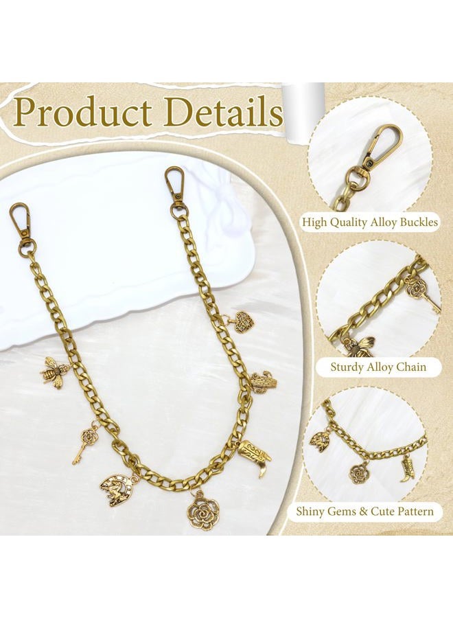 BELICEY Gold Charms Chain Western Cowgirl Chains for Handbag Vintage Flower Heart Purse Chain Boot Horse Cactus Bag Accessories for Shoulder Crossbody - Image 2