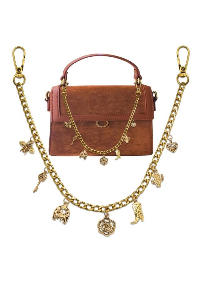 BELICEY Gold Charms Chain Western Cowgirl Chains for Handbag Vintage Flower Heart Purse Chain Boot Horse Cactus Bag Accessories for Shoulder Crossbody - Image 1