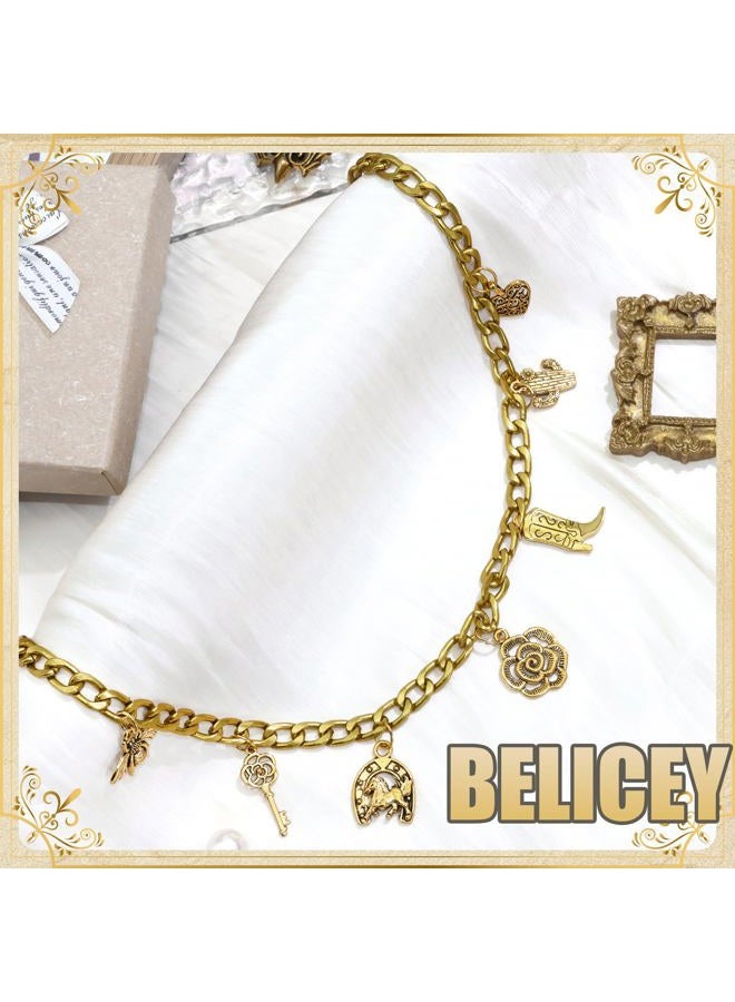 BELICEY Gold Charms Chain Western Cowgirl Chains for Handbag Vintage Flower Heart Purse Chain Boot Horse Cactus Bag Accessories for Shoulder Crossbody - Image 5