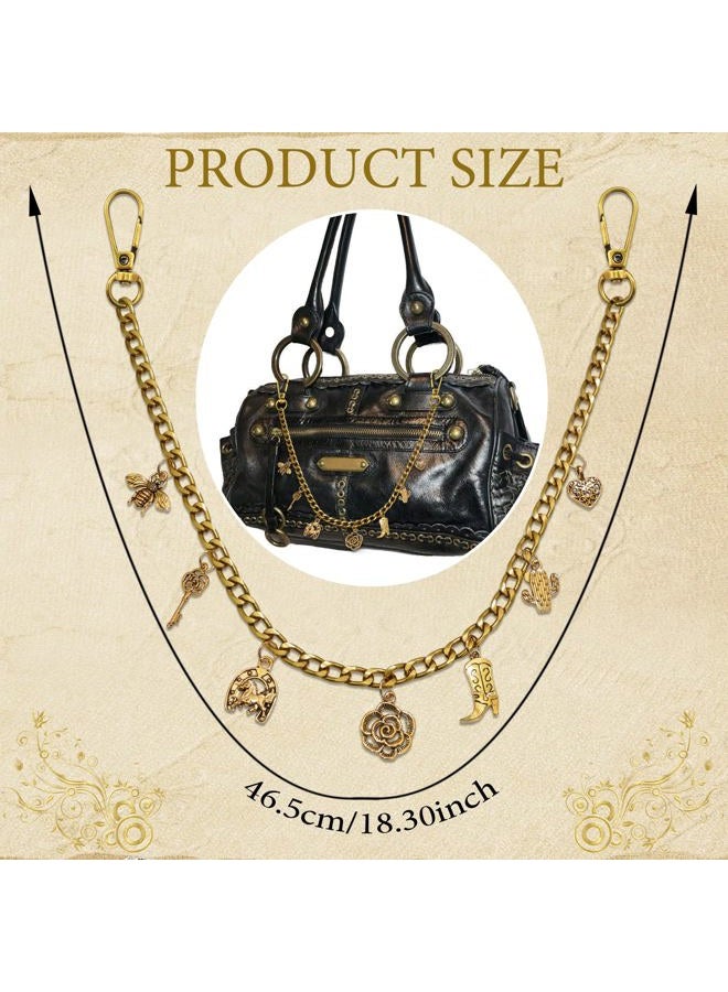 BELICEY Gold Charms Chain Western Cowgirl Chains for Handbag Vintage Flower Heart Purse Chain Boot Horse Cactus Bag Accessories for Shoulder Crossbody - Image 3