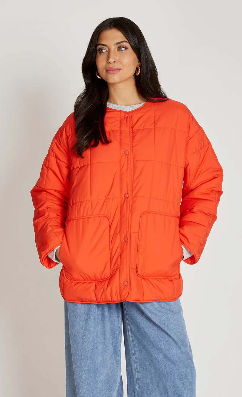 Little Mistress  Tomato Quilted Jacket for Women | Best Price UAE