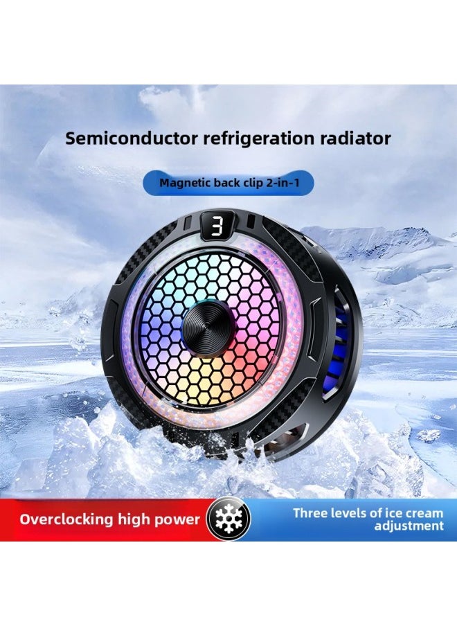 Generic Mobile Phone Radiator SR09 PRO Refrigeration Semiconductor Magnetic Back Clip Live Game Digital Display Direct Supply-Color:T2max White  - Image 1