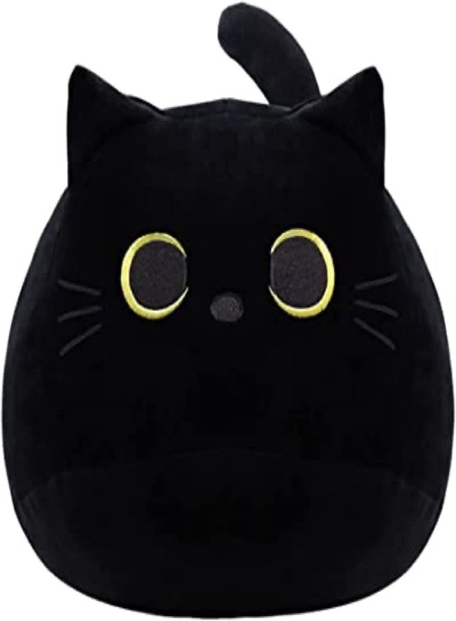 WeBingo Black Cat Plush Toy 16'' Black Cat Pillow, Soft Plush Doll Black Cat Stuffed Animal, 3D Black Cat Plushies Pillow Baby Cute Plush Toys Shape Cat Design Sofa Fat Pillow Gifts for Boys Girls - Image 1